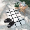 imageMONDAY MOOSE Bath Mat with Modern Grid Design Microfiber Absorbent Non Slip Tufted Rug for Floor Shower or Kitchen 20x32 inch BlackBlack