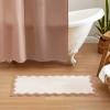 imageMONDAY MOOSE Bath Mat with Scalloped Wavy Ripple Design Microfiber Absorbent Non Slip Tufted Rug for Floor Shower or Kitchen 20x32 inch BlueBeige