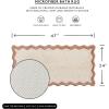 imageMONDAY MOOSE Bath Mat with Scalloped Wavy Ripple Design Microfiber Absorbent Non Slip Tufted Rug for Floor Shower or Kitchen 20x32 inch BlueBeige