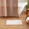imageMONDAY MOOSE Bath Mat with Scalloped Wavy Ripple Design Microfiber Absorbent Non Slip Tufted Rug for Floor Shower or Kitchen 20x32 inch BlueBeige