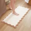 imageMONDAY MOOSE Bath Mat with Scalloped Wavy Ripple Design Microfiber Absorbent Non Slip Tufted Rug for Floor Shower or Kitchen 20x32 inch BlueBeige