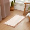 imageMONDAY MOOSE Bath Mat with Scalloped Wavy Ripple Design Microfiber Absorbent Non Slip Tufted Rug for Floor Shower or Kitchen 20x32 inch BlueBeige