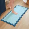 imageMONDAY MOOSE Bath Mat with Scalloped Wavy Ripple Design Microfiber Absorbent Non Slip Tufted Rug for Floor Shower or Kitchen 20x32 inch BlueBlue