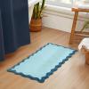 imageMONDAY MOOSE Bath Mat with Scalloped Wavy Ripple Design Microfiber Absorbent Non Slip Tufted Rug for Floor Shower or Kitchen 20x32 inch BlueBlue