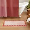 imageMONDAY MOOSE Bath Mat with Scalloped Wavy Ripple Design Microfiber Absorbent Non Slip Tufted Rug for Floor Shower or Kitchen 20x32 inch BlueBlush