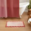imageMONDAY MOOSE Bath Mat with Scalloped Wavy Ripple Design Microfiber Absorbent Non Slip Tufted Rug for Floor Shower or Kitchen 20x32 inch BlueBlush