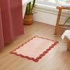 imageMONDAY MOOSE Bath Mat with Scalloped Wavy Ripple Design Microfiber Absorbent Non Slip Tufted Rug for Floor Shower or Kitchen 20x32 inch BlueBlush