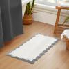 imageMONDAY MOOSE Bath Mat with Scalloped Wavy Ripple Design Microfiber Absorbent Non Slip Tufted Rug for Floor Shower or Kitchen 20x32 inch BlueGrey