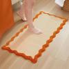 imageMONDAY MOOSE Bath Mat with Scalloped Wavy Ripple Design Microfiber Absorbent Non Slip Tufted Rug for Floor Shower or Kitchen 20x32 inch BlueOrange