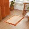 imageMONDAY MOOSE Bath Mat with Scalloped Wavy Ripple Design Microfiber Absorbent Non Slip Tufted Rug for Floor Shower or Kitchen 20x32 inch BlueOrange