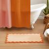 imageMONDAY MOOSE Bath Mat with Scalloped Wavy Ripple Design Microfiber Absorbent Non Slip Tufted Rug for Floor Shower or Kitchen 20x32 inch BlueOrange