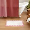 imageMONDAY MOOSE Bath Mat with Scalloped Wavy Ripple Design Microfiber Absorbent Non Slip Tufted Rug for Floor Shower or Kitchen 20x32 inch BluePink