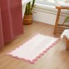 imageMONDAY MOOSE Bath Mat with Scalloped Wavy Ripple Design Microfiber Absorbent Non Slip Tufted Rug for Floor Shower or Kitchen 20x32 inch BluePink