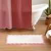 imageMONDAY MOOSE Bath Mat with Scalloped Wavy Ripple Design Microfiber Absorbent Non Slip Tufted Rug for Floor Shower or Kitchen 20x32 inch BluePink