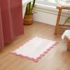 imageMONDAY MOOSE Bath Mat with Scalloped Wavy Ripple Design Microfiber Absorbent Non Slip Tufted Rug for Floor Shower or Kitchen 20x32 inch BluePink