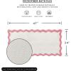 imageMONDAY MOOSE Bath Mat with Scalloped Wavy Ripple Design Microfiber Absorbent Non Slip Tufted Rug for Floor Shower or Kitchen 20x32 inch BluePink