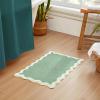 imageMONDAY MOOSE Bath Mat with Scalloped Wavy Ripple Design Microfiber Absorbent Non Slip Tufted Rug for Floor Shower or Kitchen 20x32 inch BlueSage