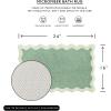 imageMONDAY MOOSE Bath Mat with Scalloped Wavy Ripple Design Microfiber Absorbent Non Slip Tufted Rug for Floor Shower or Kitchen 20x32 inch BlueSage