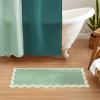 imageMONDAY MOOSE Bath Mat with Scalloped Wavy Ripple Design Microfiber Absorbent Non Slip Tufted Rug for Floor Shower or Kitchen 20x32 inch BlueSage