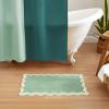 imageMONDAY MOOSE Bath Mat with Scalloped Wavy Ripple Design Microfiber Absorbent Non Slip Tufted Rug for Floor Shower or Kitchen 20x32 inch BlueSage
