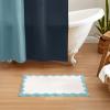 imageMONDAY MOOSE Bath Mat with Scalloped Wavy Ripple Design Microfiber Absorbent Non Slip Tufted Rug for Floor Shower or Kitchen 20x32 inch BlueSky Blue