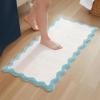 imageMONDAY MOOSE Bath Mat with Scalloped Wavy Ripple Design Microfiber Absorbent Non Slip Tufted Rug for Floor Shower or Kitchen 20x32 inch BlueSky Blue