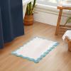 imageMONDAY MOOSE Bath Mat with Scalloped Wavy Ripple Design Microfiber Absorbent Non Slip Tufted Rug for Floor Shower or Kitchen 20x32 inch BlueSky Blue
