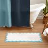 imageMONDAY MOOSE Bath Mat with Scalloped Wavy Ripple Design Microfiber Absorbent Non Slip Tufted Rug for Floor Shower or Kitchen 20x32 inch BlueSky Blue