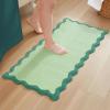 imageMONDAY MOOSE Bath Mat with Scalloped Wavy Ripple Design Microfiber Absorbent Non Slip Tufted Rug for Floor Shower or Kitchen 20x32 inch BlueTeal Green
