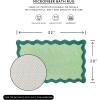 imageMONDAY MOOSE Bath Mat with Scalloped Wavy Ripple Design Microfiber Absorbent Non Slip Tufted Rug for Floor Shower or Kitchen 20x32 inch BlueTeal Green