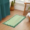 imageMONDAY MOOSE Bath Mat with Scalloped Wavy Ripple Design Microfiber Absorbent Non Slip Tufted Rug for Floor Shower or Kitchen 20x32 inch BlueTeal Green