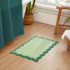 imageMONDAY MOOSE Bath Mat with Scalloped Wavy Ripple Design Microfiber Absorbent Non Slip Tufted Rug for Floor Shower or Kitchen 20x32 inch BlueTeal Green