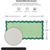 imageMONDAY MOOSE Bath Mat with Scalloped Wavy Ripple Design Microfiber Absorbent Non Slip Tufted Rug for Floor Shower or Kitchen 20x32 inch BlueTeal Green