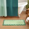 imageMONDAY MOOSE Bath Mat with Scalloped Wavy Ripple Design Microfiber Absorbent Non Slip Tufted Rug for Floor Shower or Kitchen 20x32 inch BlueTeal Green