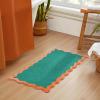 imageMONDAY MOOSE Bath Mat with Scalloped Wavy Ripple Design Microfiber Absorbent Non Slip Tufted Rug for Floor Shower or Kitchen 20x32 inch BlueTeal Peach