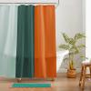 imageMONDAY MOOSE Bath Mat with Scalloped Wavy Ripple Design Microfiber Absorbent Non Slip Tufted Rug for Floor Shower or Kitchen 20x32 inch BlueTeal Peach