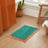 imageMONDAY MOOSE Bath Mat with Scalloped Wavy Ripple Design Microfiber Absorbent Non Slip Tufted Rug for Floor Shower or Kitchen 20x32 inch BlueTeal Peach
