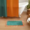 imageMONDAY MOOSE Bath Mat with Scalloped Wavy Ripple Design Microfiber Absorbent Non Slip Tufted Rug for Floor Shower or Kitchen 20x32 inch BlueTeal Peach