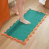 imageMONDAY MOOSE Bath Mat with Scalloped Wavy Ripple Design Microfiber Absorbent Non Slip Tufted Rug for Floor Shower or Kitchen 20x32 inch BlueTeal Peach