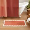 imageMONDAY MOOSE Bath Mat with Scalloped Wavy Ripple Design Microfiber Absorbent Non Slip Tufted Rug for Floor Shower or Kitchen 20x32 inch BlueTerracotta