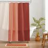 imageMONDAY MOOSE Bath Mat with Scalloped Wavy Ripple Design Microfiber Absorbent Non Slip Tufted Rug for Floor Shower or Kitchen 20x32 inch BlueTerracotta