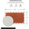 imageMONDAY MOOSE Bath Mat with Scalloped Wavy Ripple Design Microfiber Absorbent Non Slip Tufted Rug for Floor Shower or Kitchen 20x32 inch BlueTerracotta