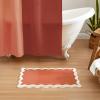 imageMONDAY MOOSE Bath Mat with Scalloped Wavy Ripple Design Microfiber Absorbent Non Slip Tufted Rug for Floor Shower or Kitchen 20x32 inch BlueTerracotta