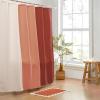imageMONDAY MOOSE Bath Mat with Scalloped Wavy Ripple Design Microfiber Absorbent Non Slip Tufted Rug for Floor Shower or Kitchen 20x32 inch BlueTerracotta