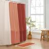 imageMONDAY MOOSE Bath Mat with Scalloped Wavy Ripple Design Microfiber Absorbent Non Slip Tufted Rug for Floor Shower or Kitchen 20x32 inch BlueTerracotta