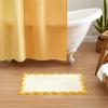 imageMONDAY MOOSE Bath Mat with Scalloped Wavy Ripple Design Microfiber Absorbent Non Slip Tufted Rug for Floor Shower or Kitchen 20x32 inch BlueYellow