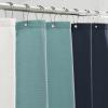 imageMONDAY MOOSE Colorful Waffle Weave Shower Curtain with Rustproof Metal Grommet Holes for Bathroom Machine Washable Hooks Included 72x72 inch CreamDark TealLight BlueBlue