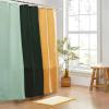 imageMONDAY MOOSE Colorful Waffle Weave Shower Curtain with Rustproof Metal Grommet Holes for Bathroom Machine Washable Hooks Included 72x72 inch CreamDark TealGreenYellow