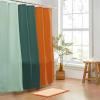 imageMONDAY MOOSE Colorful Waffle Weave Shower Curtain with Rustproof Metal Grommet Holes for Bathroom Machine Washable Hooks Included 72x72 inch Light BlueBlueDark TealOrange
