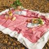 imageMONDAY MOOSE Scalloped Farmhouse Rustic Picnic Style Decoration Rectangle Natural Stonewashed Cotton Tablecloth for Kitchen Dining Room Restaurant 55x70 inch Scalloped SageRedWhite